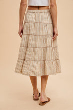 Brown Sugar Embroidered Tartan Elastic Midi Skirt