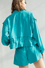 Blue Splash Plus Size Crinkle Woven Cropped Jacket