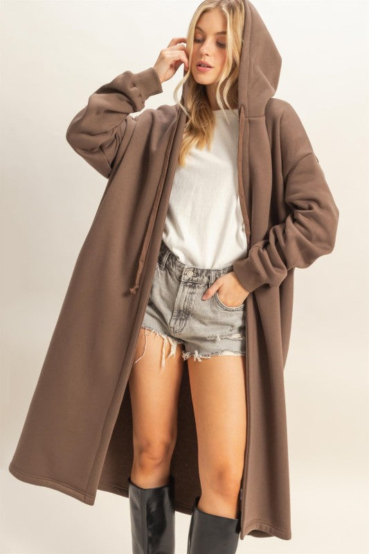 Brown Fleece French Terry Hood Coat