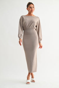 Mocha Luxe Knit Dolman Midi Dress