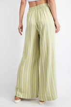 Avocado Striped Hi Waist Wide Leg Long Pants