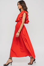 Tomato Red Arrive Late Cocktail Maxi Dress