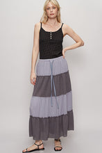 Ash Grey Adjustable Waistband Casual Long Skirt