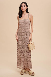 Mushroom Cotton Crochet Maxi Tank Dress