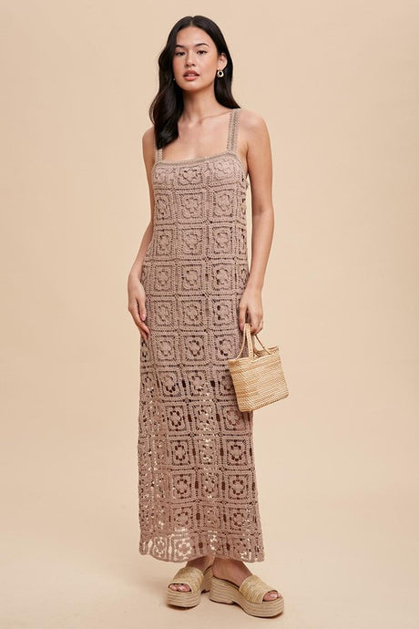 Mushroom Cotton Crochet Maxi Tank Dress