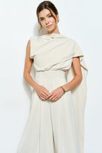 Ivory Sleeveless Draped Scarf-neck Jumpsuit