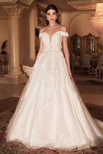 Off White Peony Off The Shoulder Lace Ball Gown