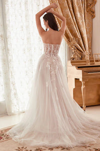 Off White Strapless Bridal Ball Gown