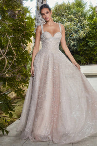 Blush Pearleque Ball Gown With Crystal Stra