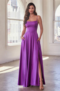 Purple Satin A-Line Gown