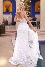 Off White Fitted Overskirt Bridal Gown