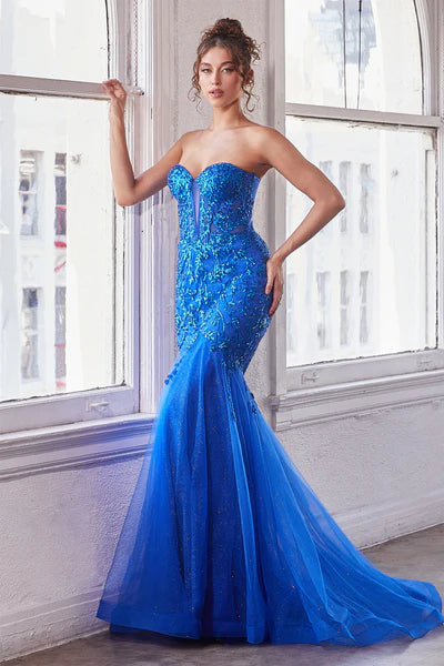 Royal Strapless Embellished Mermaid Gown