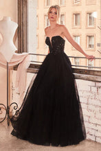 Black Strapless Sequin & Tulle A-Line Dress