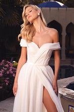 Off White Glitter Off The Shoulder Ball Gown