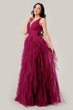 Sangria Layered Tiered Tulle A-Line Dress