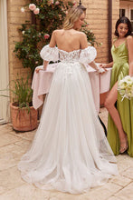 Off White Strapless Ball Gown With Removable Sleeves