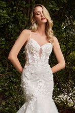 Off White Nude Layered Lace Mermaid Wedding Dress