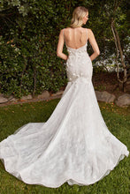 Off White Nude Layered Lace Mermaid Wedding Dress