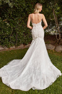 Off White Nude Layered Lace Mermaid Wedding Dress