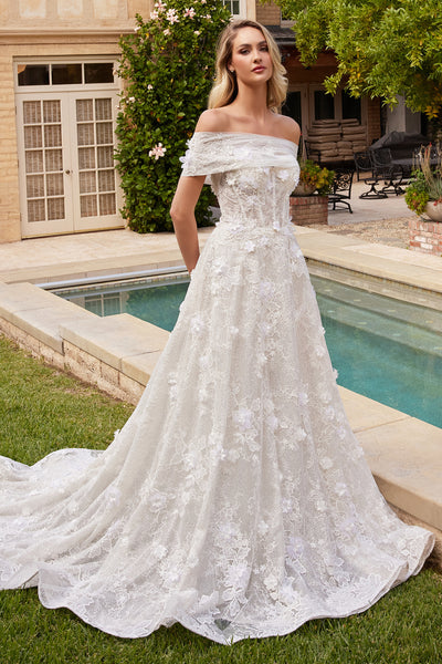 Off White Strapless Wedding Ball Gown