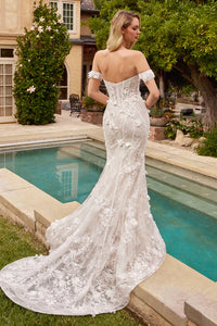 Off White Fit & Flare Bridal Gown With Removable Ski