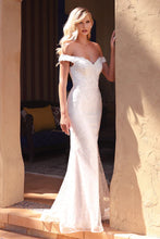 Off White Sheath Off The Shoulder Bridal Gown