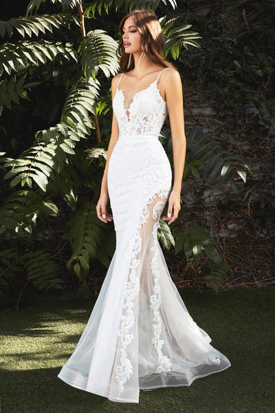 Off White Mermaid Illusion Bridal Gown