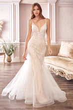 Off White Tulle and Sequin Lace Long Bridal Dress