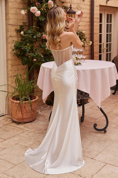 Off White Satin Strapless Corset Gown