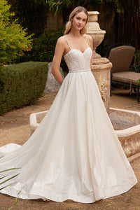 Off White Glitter Bodice Wedding Ball Gown