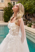 Off White Layered Tulle Wedding Ball Gown