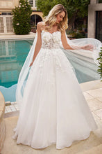 Off White Layered Tulle Wedding Ball Gown