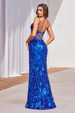 Royal Sequin Printed Fitted Gown