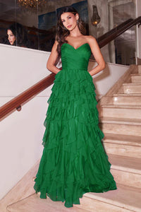 Emerald Ruffled A-Line Dress