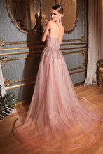 Rose Gold Strapless Glitter Gown With Removable Tulle Overskirt