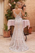 Off White Nude Fit & Flare Embellished Wedding Gown