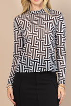 Maze Print Mock Neck Top