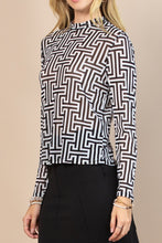 Maze Print Mock Neck Top
