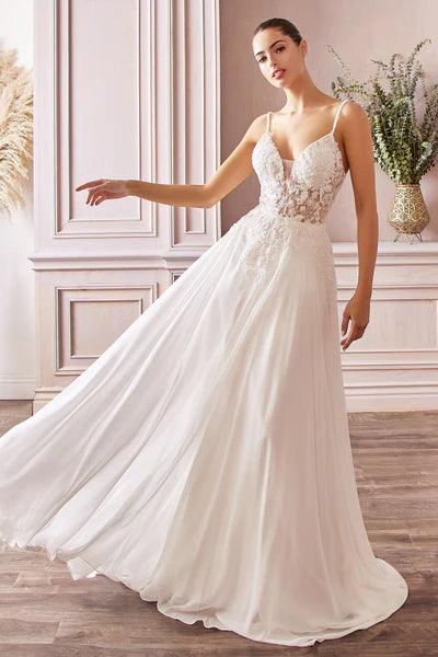 Off White A-Line Chffon Bridal Gown