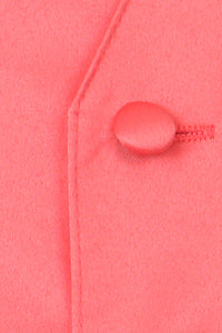 Coral Men's Plain Satin Vest, Solid Colors With Tie Set