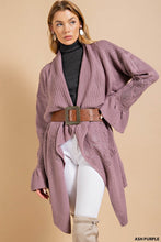 Ash Purple Texture Mix Long Cardigun
