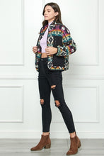 Multi Contrast Pocket Printed Fleece Jacket