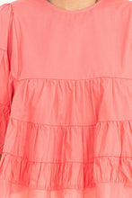 Coral Simply Beautiful Elbow Sleeve Tiered Top