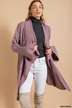 Ash Purple Texture Mix Long Cardigun