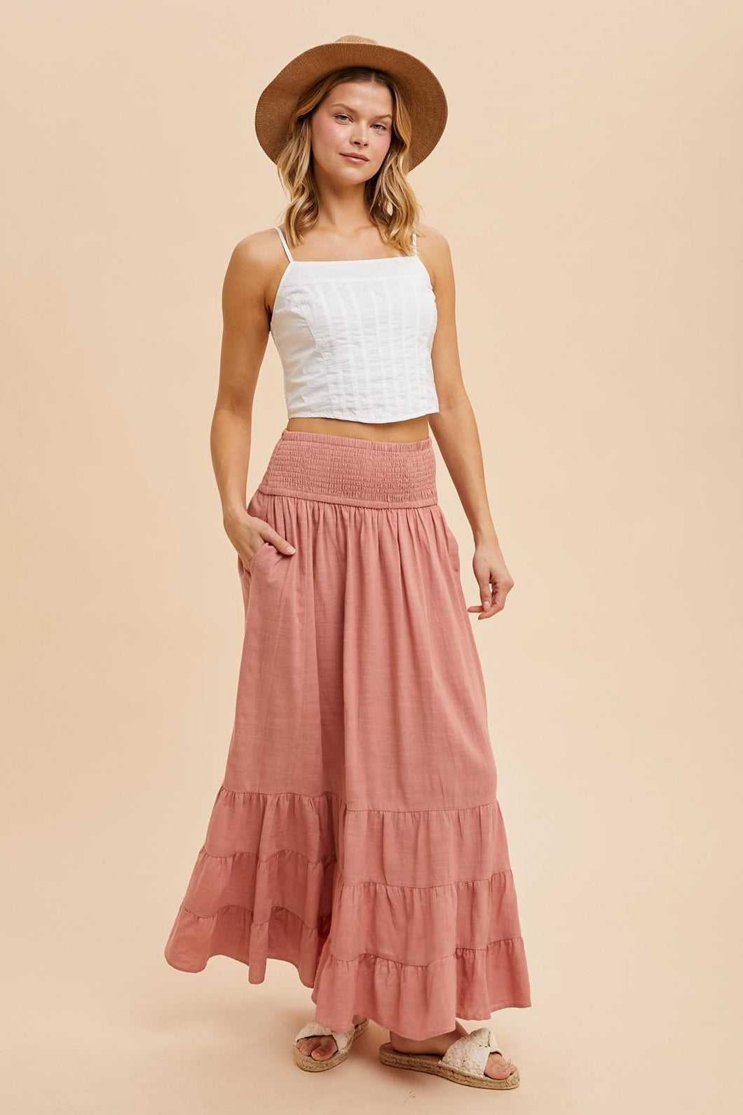 Desert Rose Smocked Ruffled Skirt