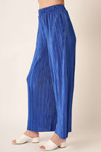 Royal Pleated Satin Elastic Waist Wide Leg Pants