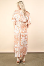 Taupe Printed V-neck Boho Midi Dress