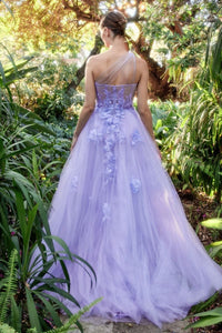 Lilac Leila One-Shoulder Lace Gown