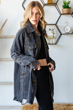 Black Wash istressed Denim Western Shirts Long Fit Jacket