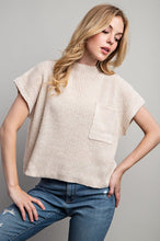Cream Drop Shoulder Rib-Knit Sweater Top